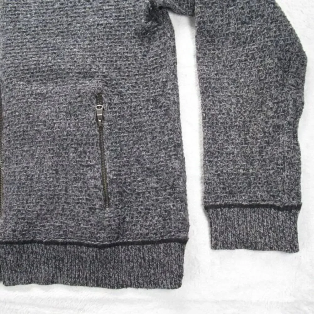 Banana Republic Wool Blend‎ Sweater Mens Large Gray Raglan Sleeve Knit Full Zip